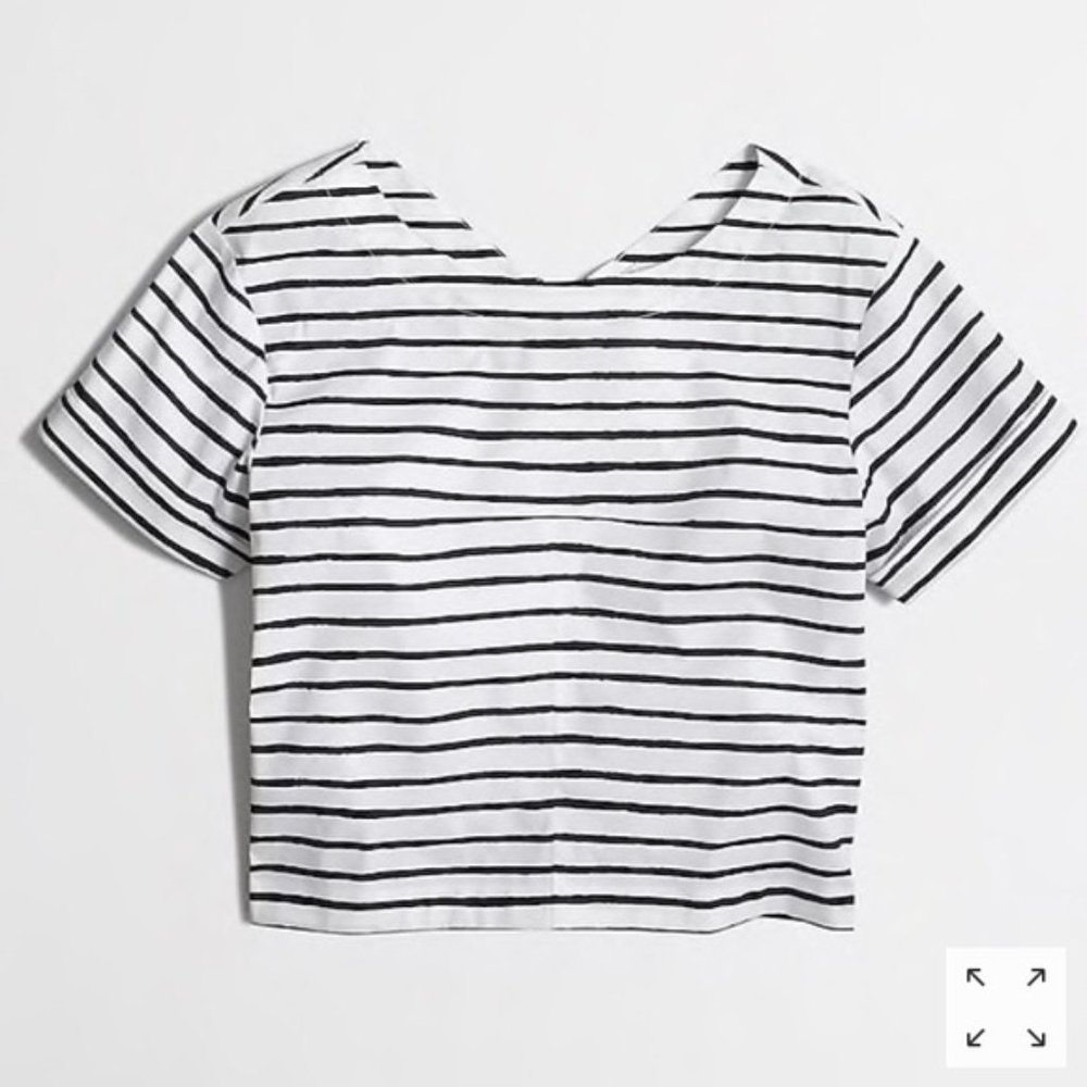 J. CREW | Striped Swing Cropped Top Black White
